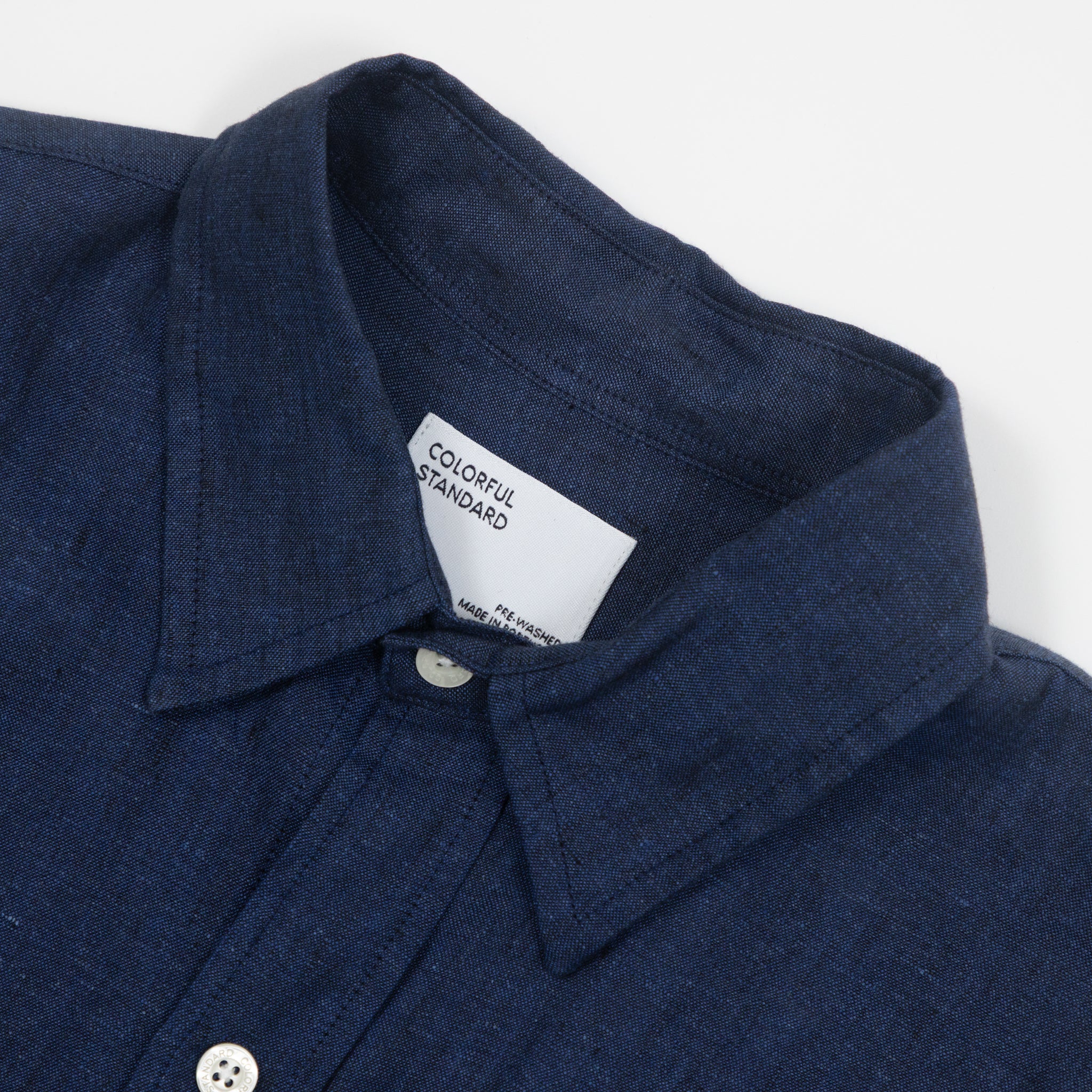 COLORFUL STANDARD Linen Short Sleeve Shirt in Marine Blue