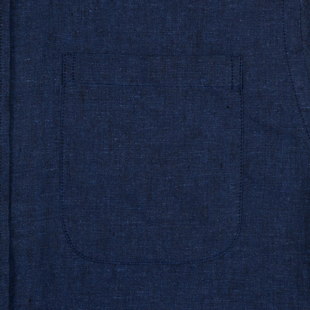 COLORFUL STANDARD Linen Short Sleeve Shirt in Marine Blue