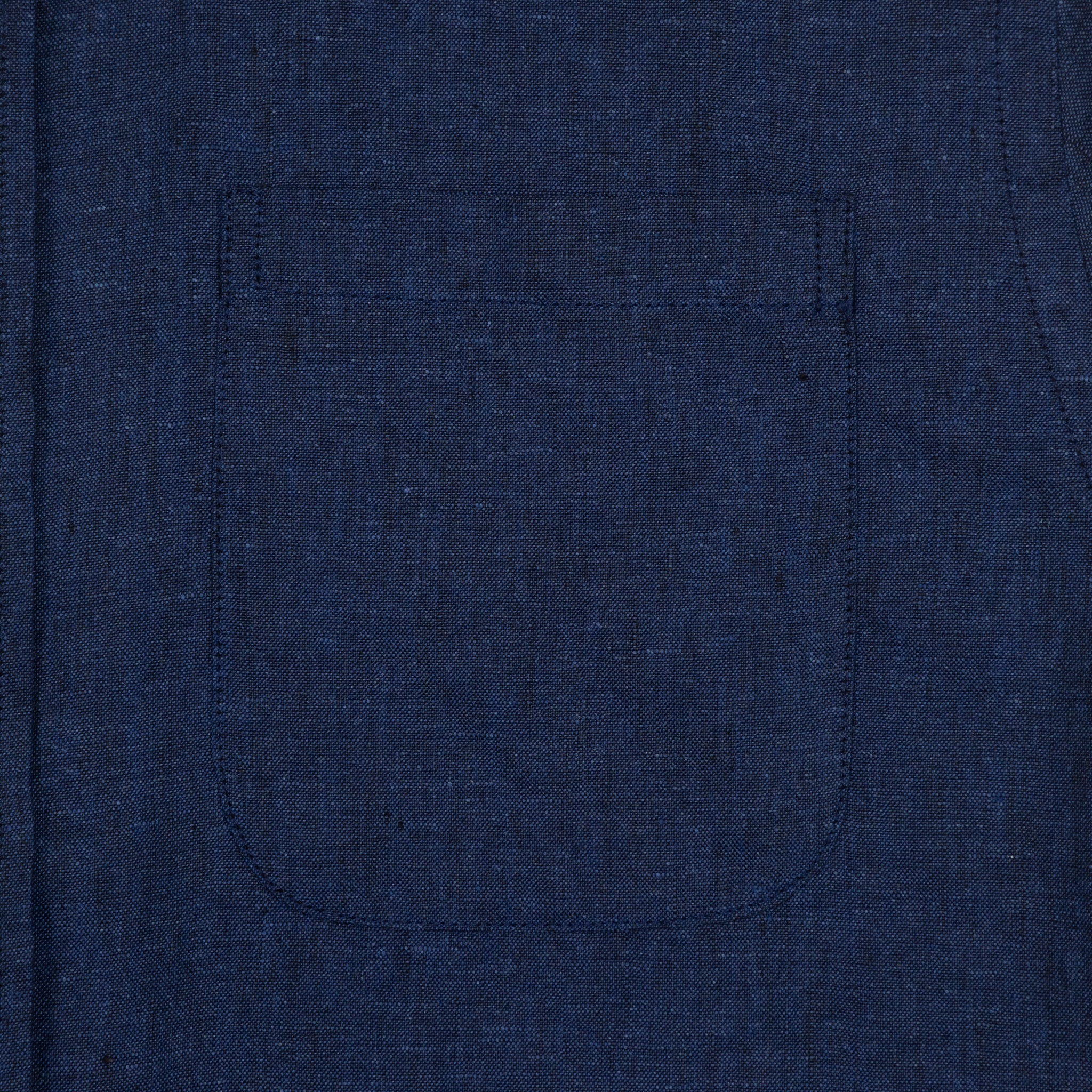 COLORFUL STANDARD Linen Short Sleeve Shirt in Marine Blue