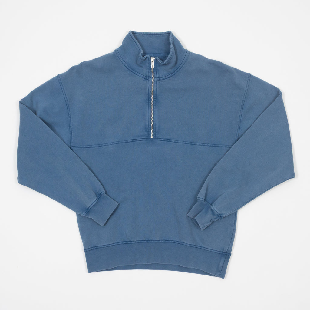 COLORFUL STANDARD Organic Quarter Zip in Faded Indigo
