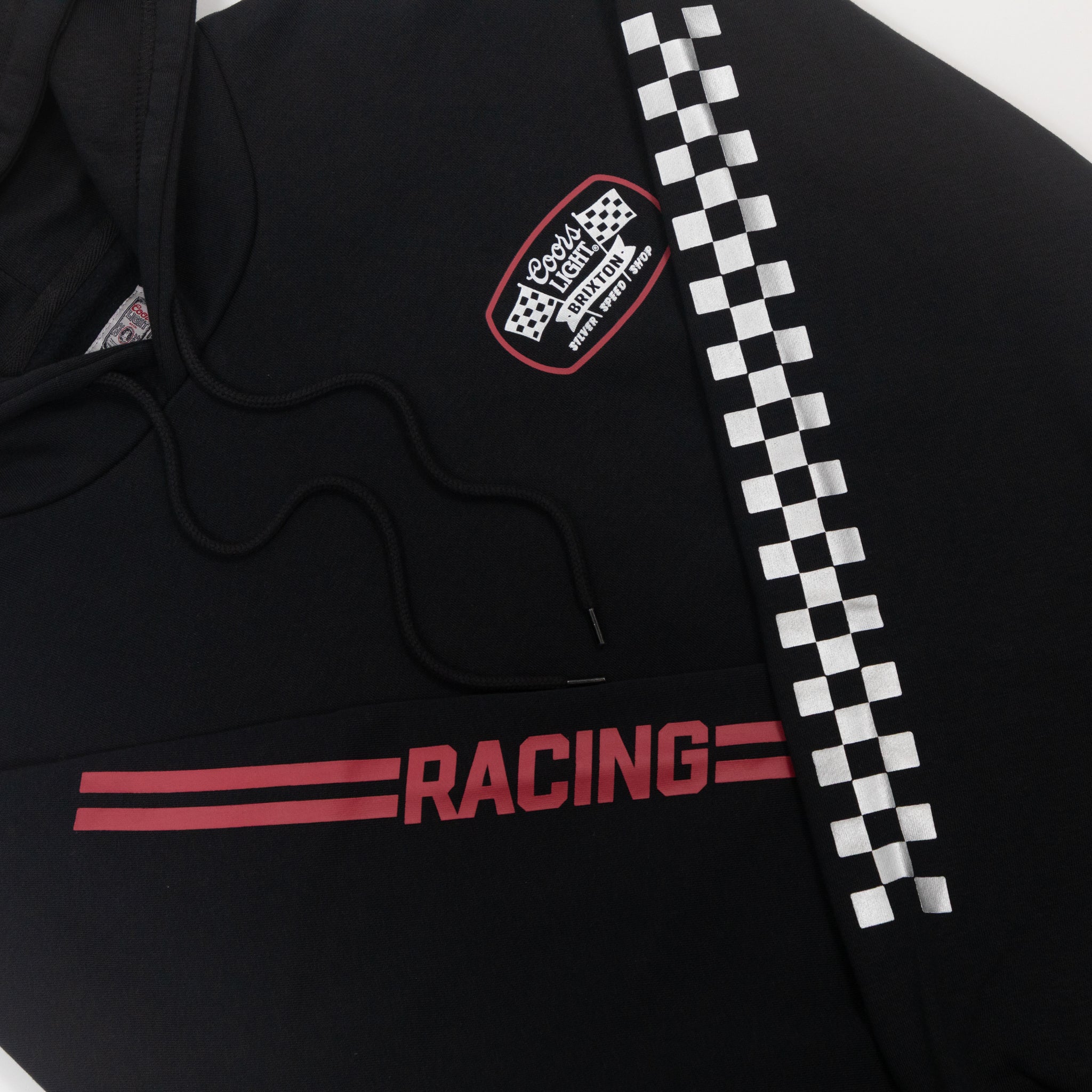BRIXTON X COORS LIGHT Pit Stop Hoodie in BLACK