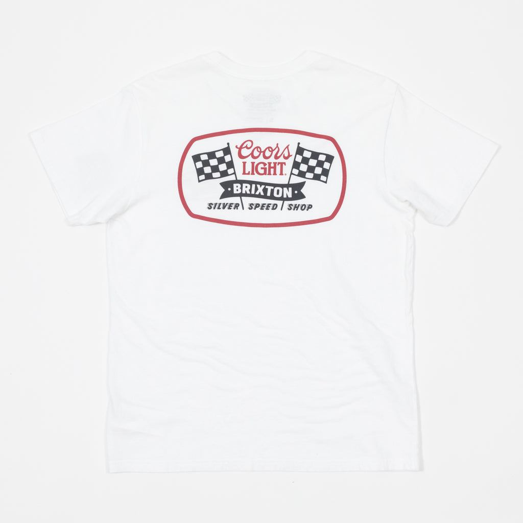 BRIXTON X COORS LIGHT Pit Stop Short Sleeve T-Shirt in WHITE