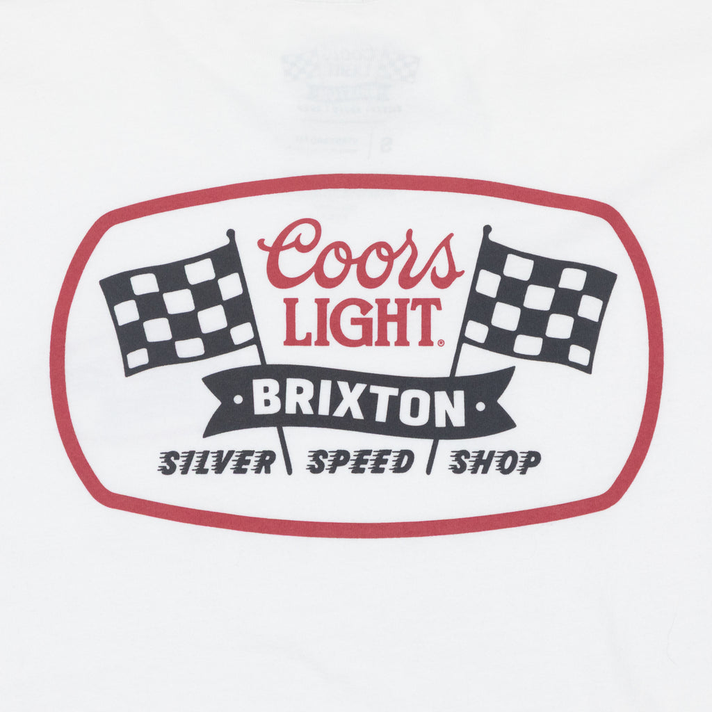 BRIXTON X COORS LIGHT Pit Stop Short Sleeve T-Shirt in WHITE