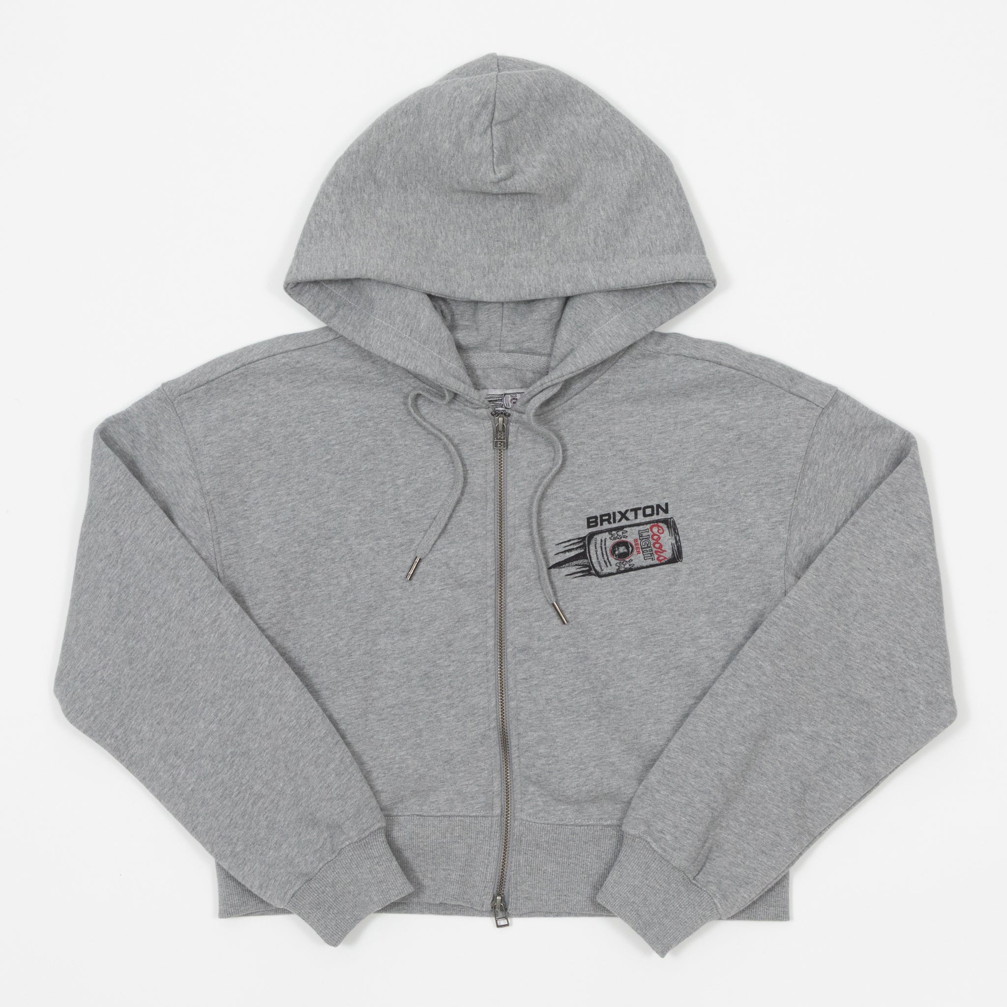 Womens BRIXTON X COORS LIGHT Silver Speed Hoodie in HEATHER GREY