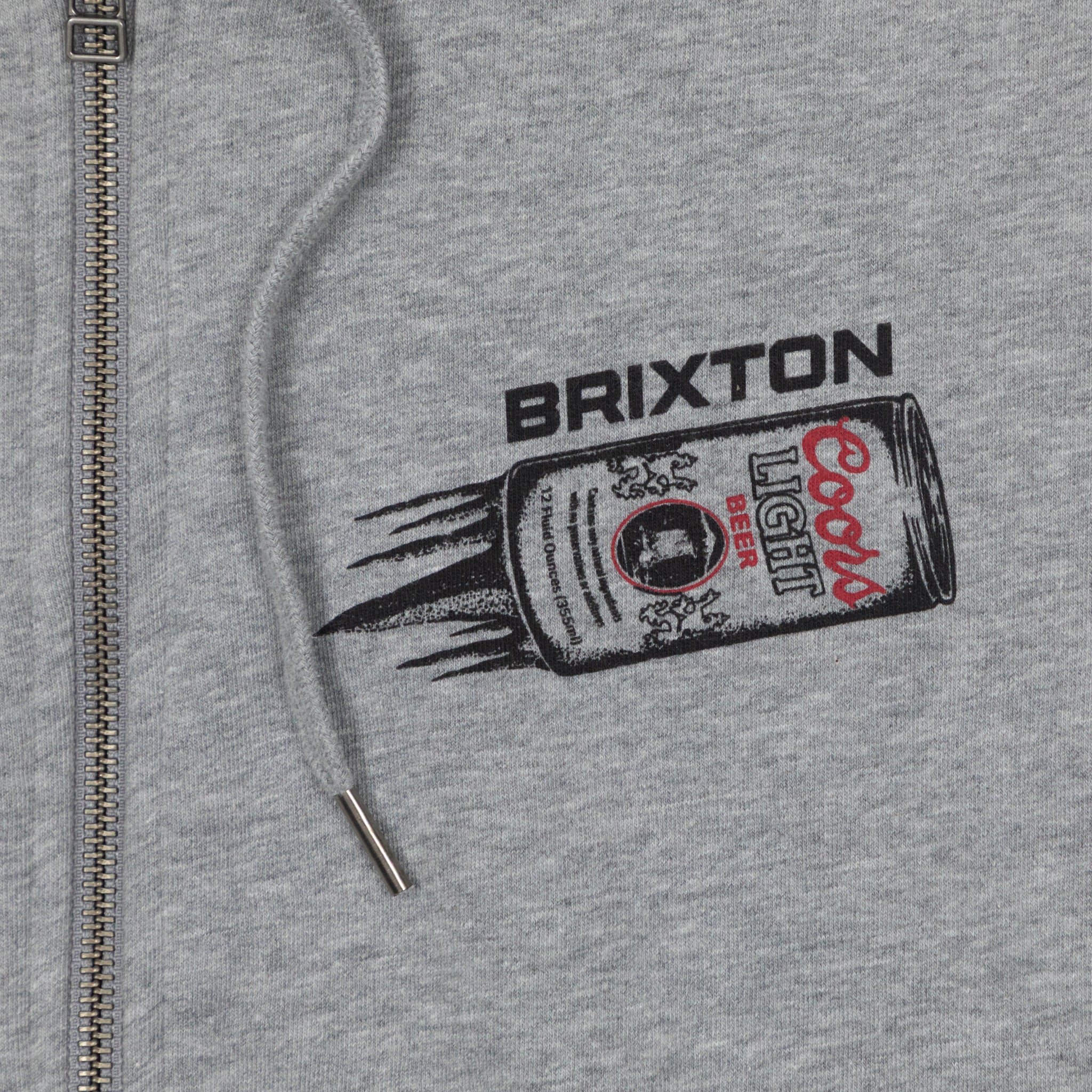 Womens BRIXTON X COORS LIGHT Silver Speed Hoodie in HEATHER GREY