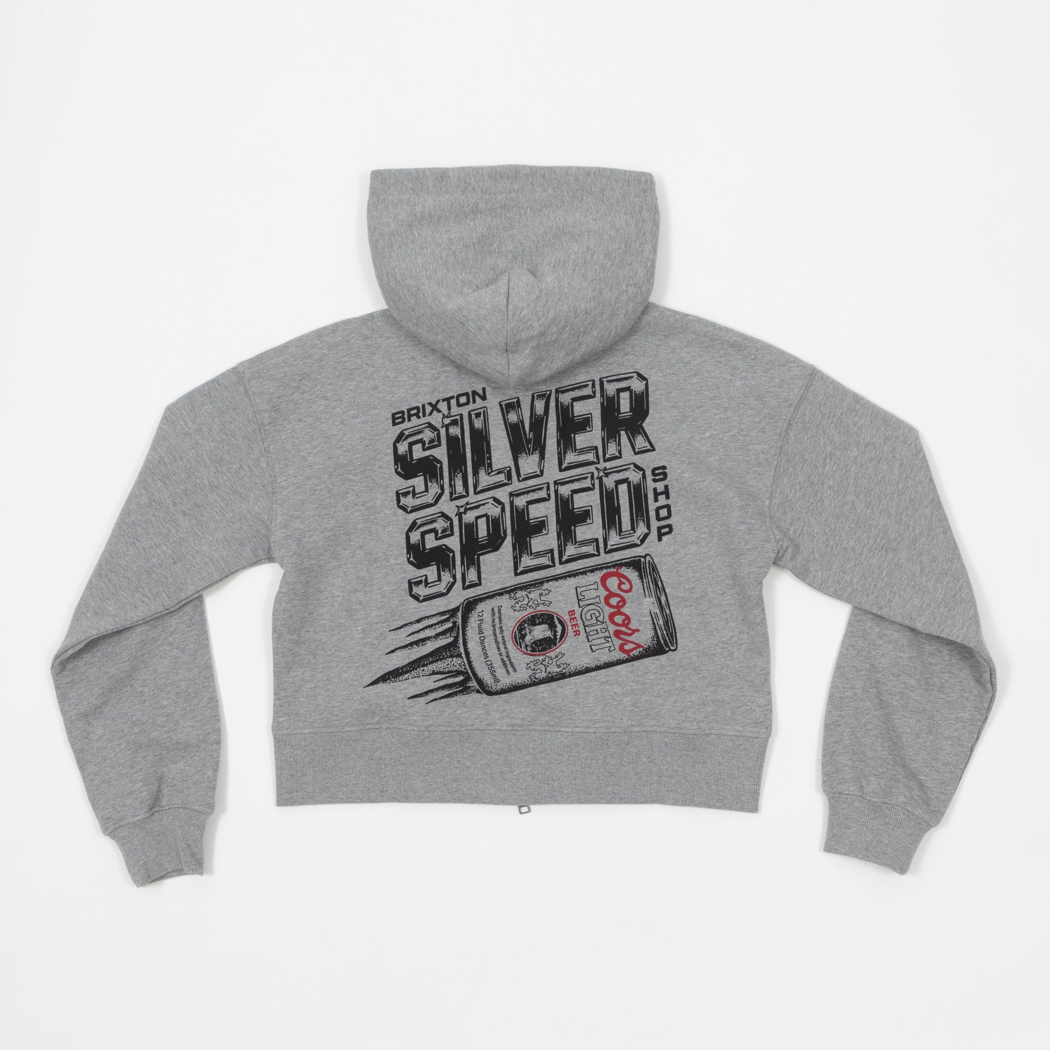 Womens BRIXTON X COORS LIGHT Silver Speed Hoodie in HEATHER GREY