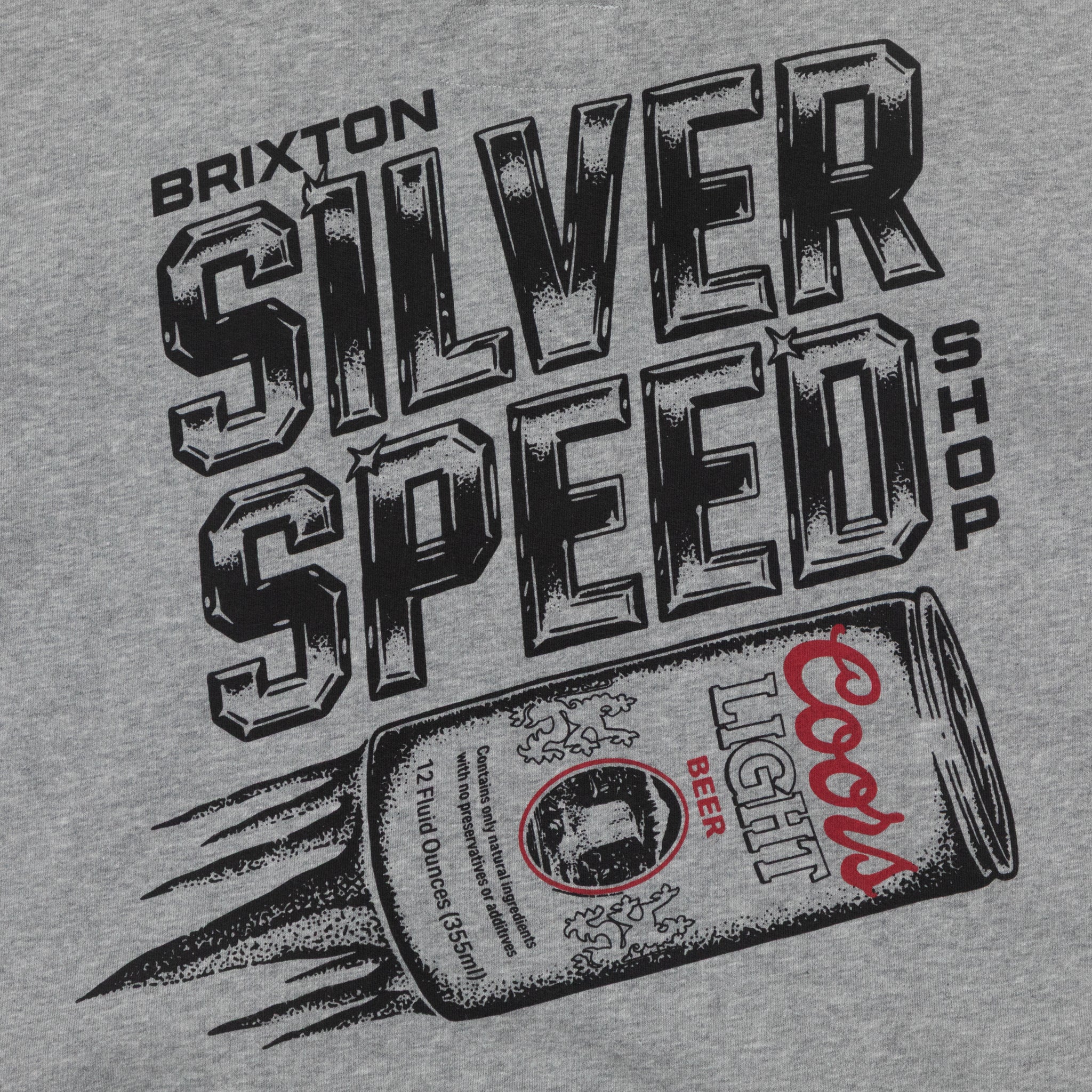 Womens BRIXTON X COORS LIGHT Silver Speed Hoodie in HEATHER GREY