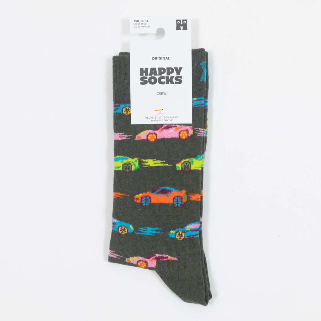 HAPPY SOCKS Car Stripe Socks in DARK GREEN