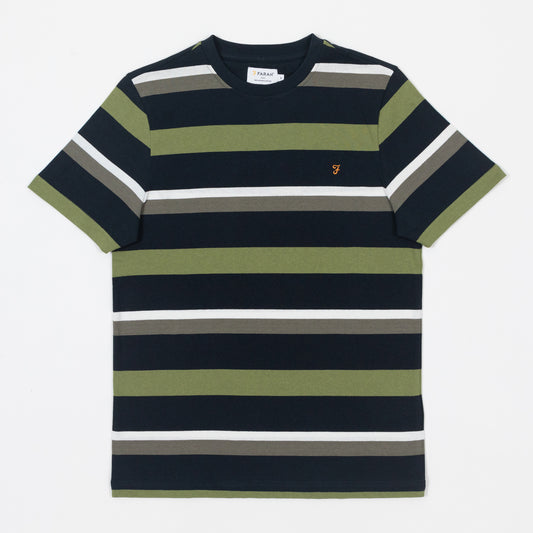 FARAH Casper Stripe T-Shirt in NAVY , WHITE & GREEN