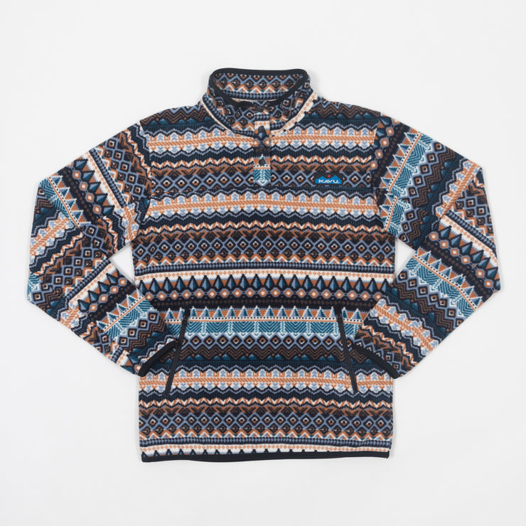 Womens KAVU Cavanaugh Aztec Fleece Pullover in BLUE