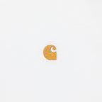 Gold Carhartt logo on a white tshirt