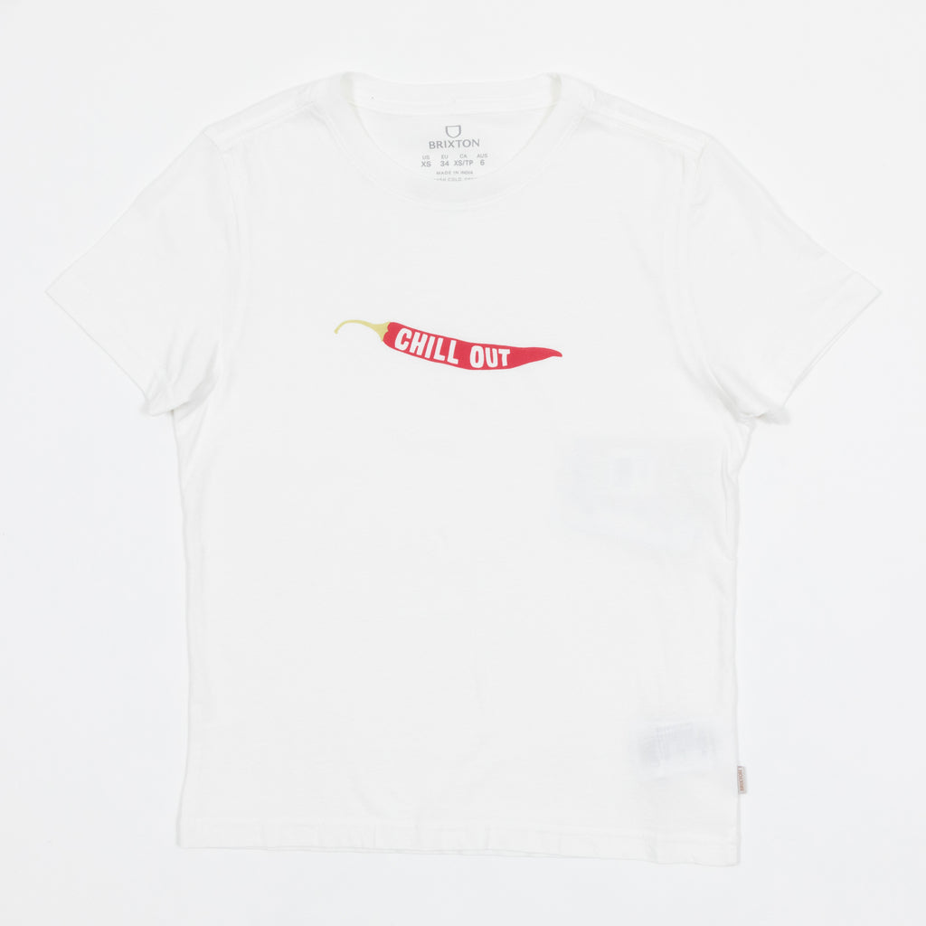 Womens BRIXTON Chill Out Crew T-Shirt in OFF WHITE