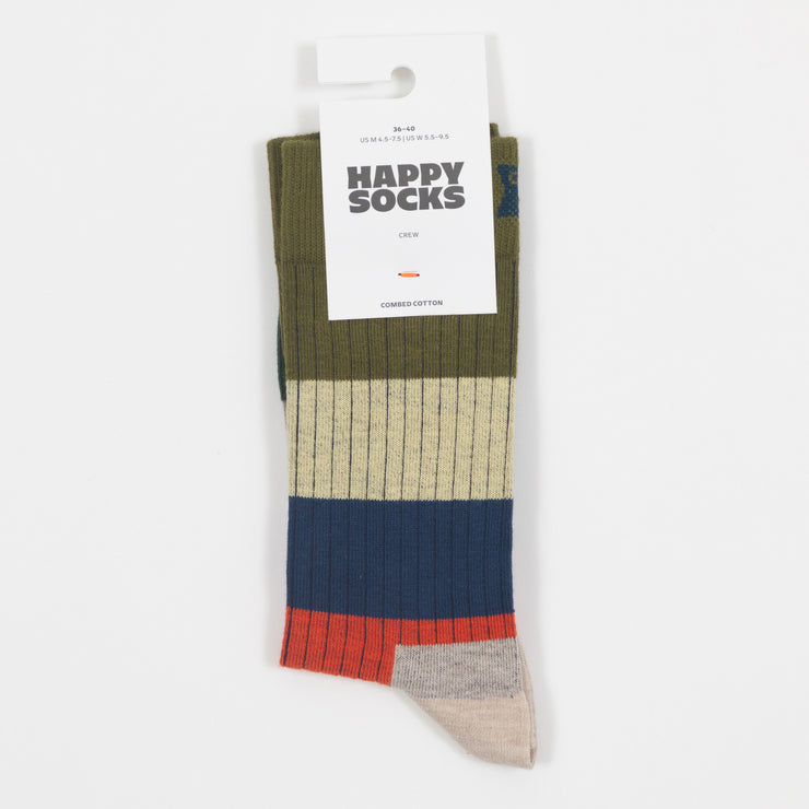 HAPPY SOCKS Chunky Stripe Socks in GREEN & ORANGE