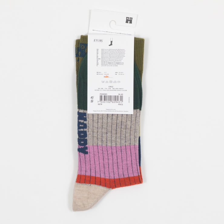 HAPPY SOCKS Chunky Stripe Socks in GREEN & ORANGE