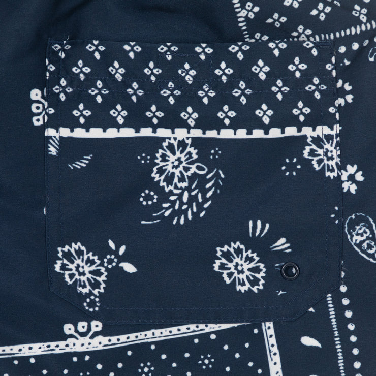 FARAH Colbert Bandana Print Swim Shorts in TRUE NAVY