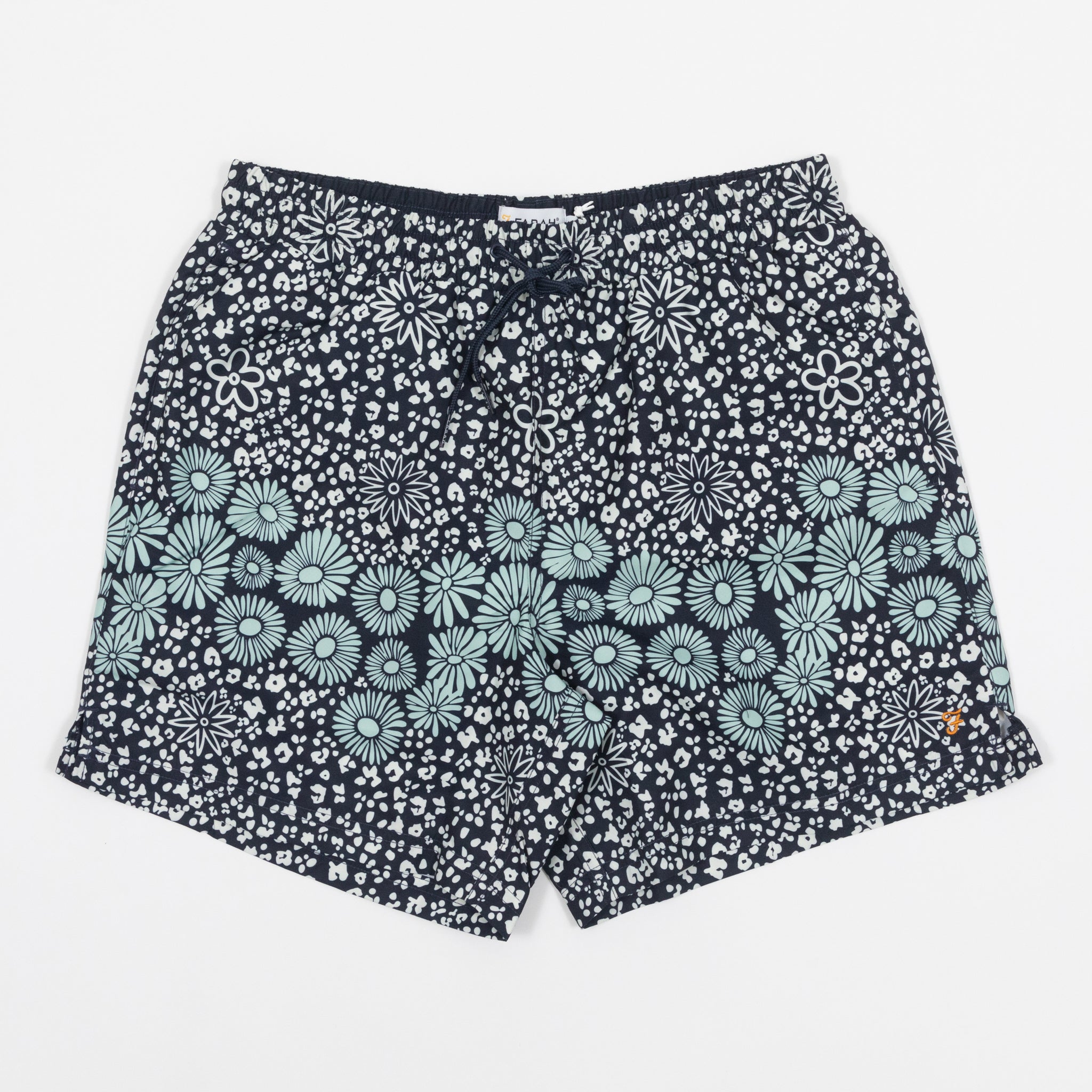 FARAH Colbert Flower Print Swim Shorts in NAVY
