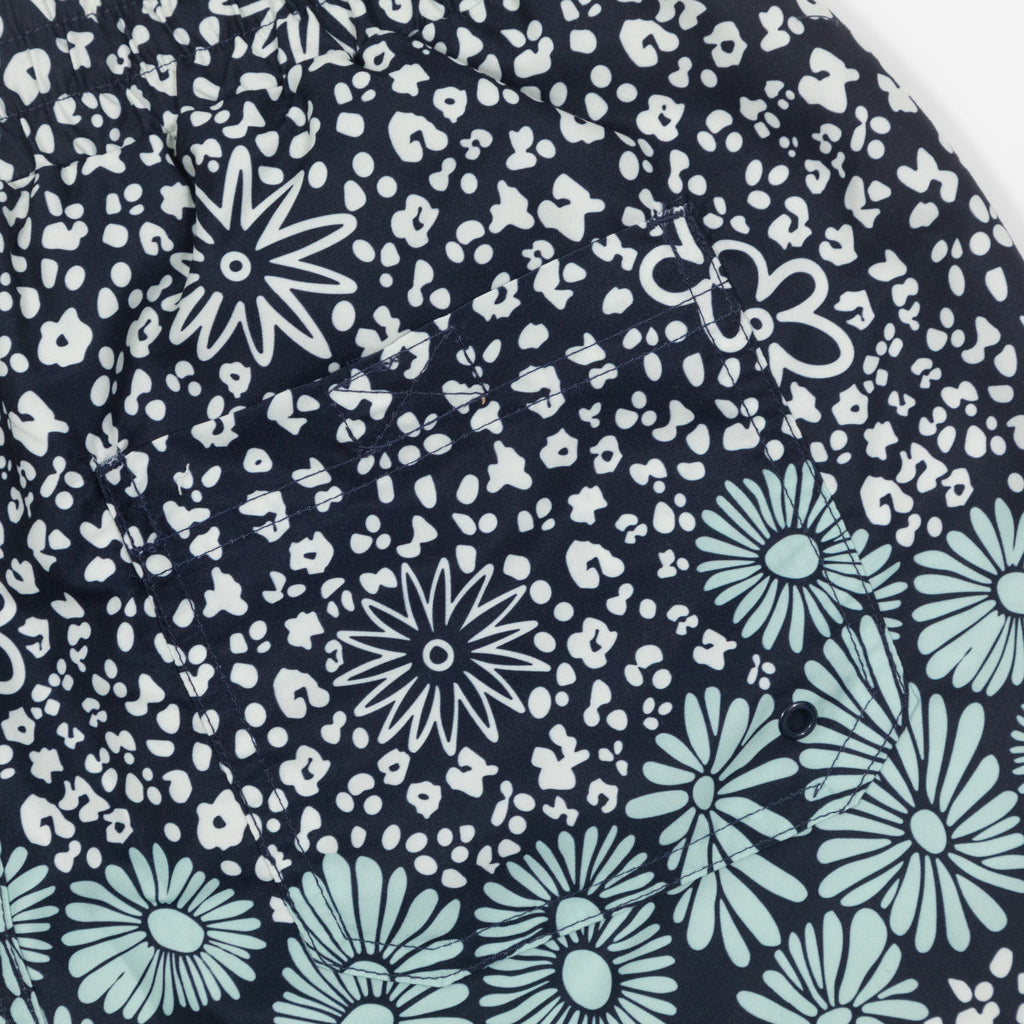 FARAH Colbert Flower Print Swim Shorts in NAVY