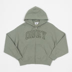 Womens OBEY Collegiate Baggy Relaxed Zipped Hoodie in GREEN
