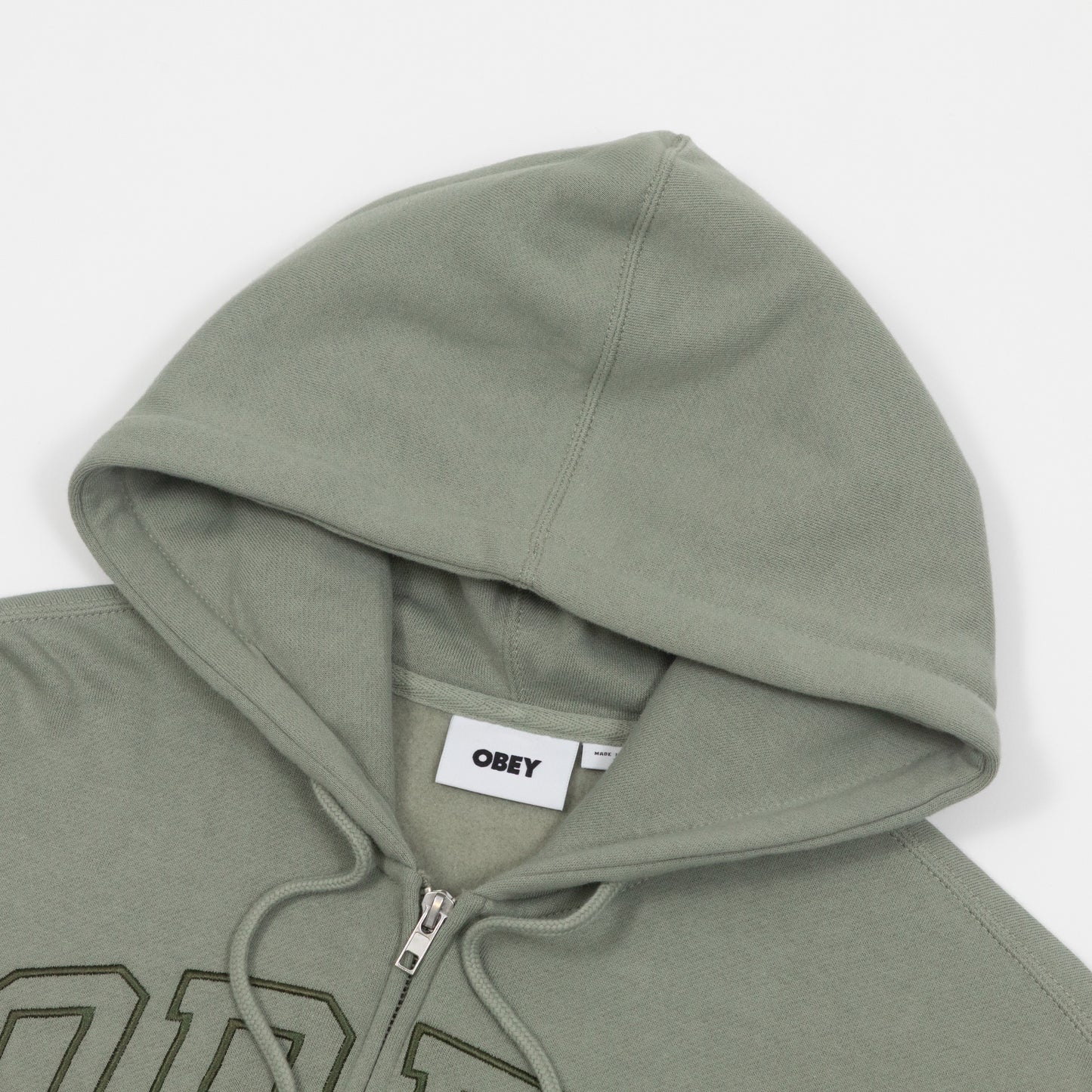 Womens OBEY Collegiate Baggy Relaxed Zipped Hoodie in GREEN