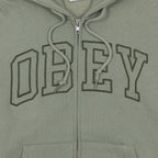 Womens OBEY Collegiate Baggy Relaxed Zipped Hoodie in GREEN