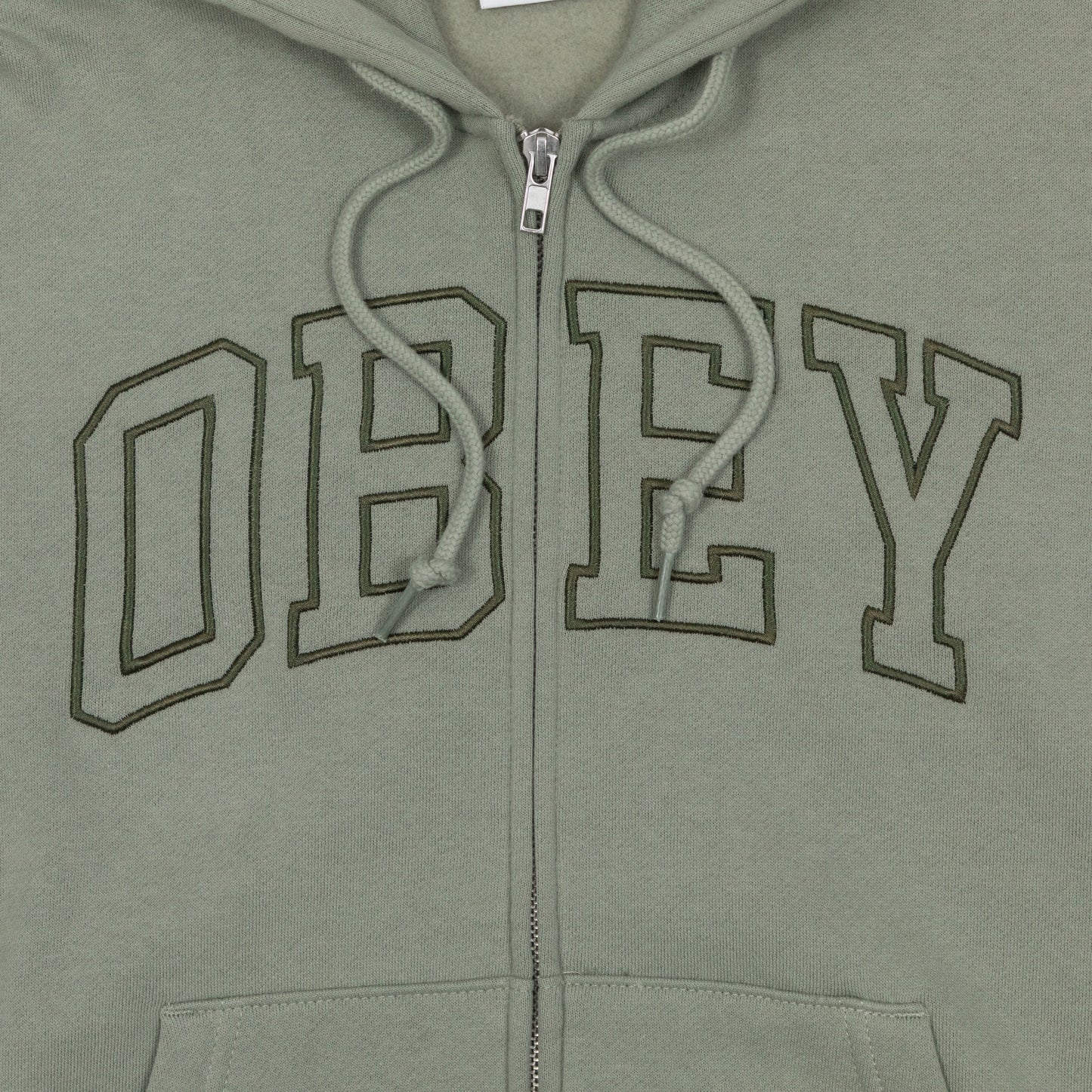 Womens OBEY Collegiate Baggy Relaxed Zipped Hoodie in GREEN