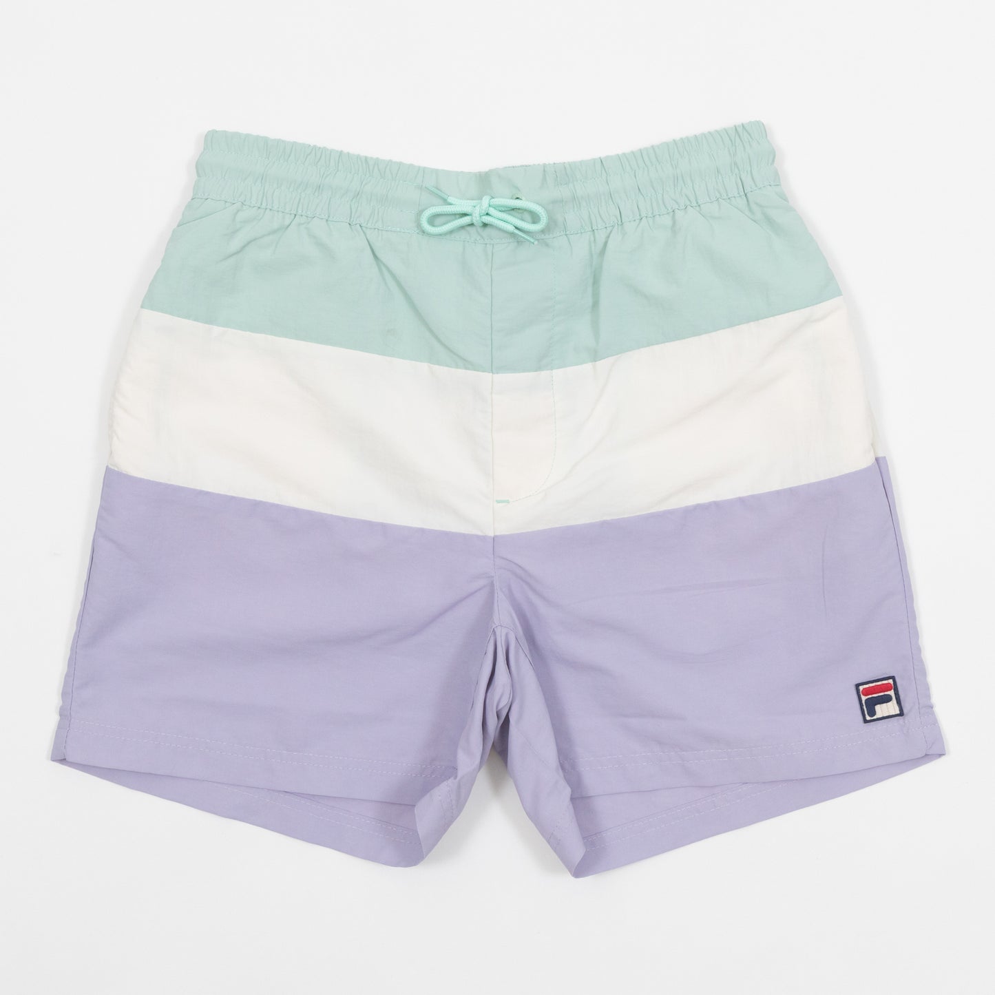 FILA Colour Block Swim Shorts in PURPLE, GREEN & WHITE