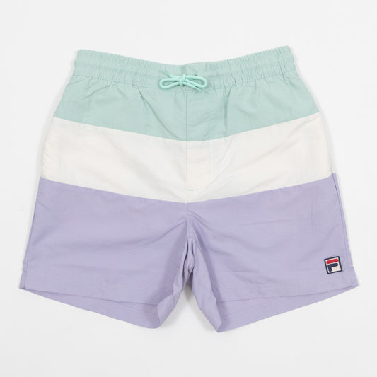 FILA Colour Block Swim Shorts in PURPLE, GREEN & WHITE