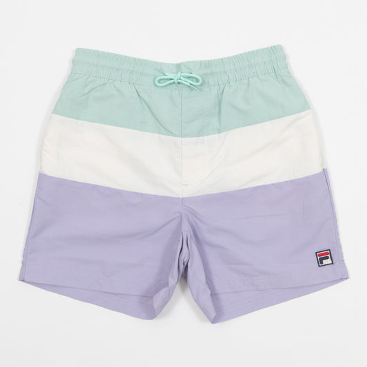 FILA Colour Block Swim Shorts in PURPLE , GREEN & WHITE