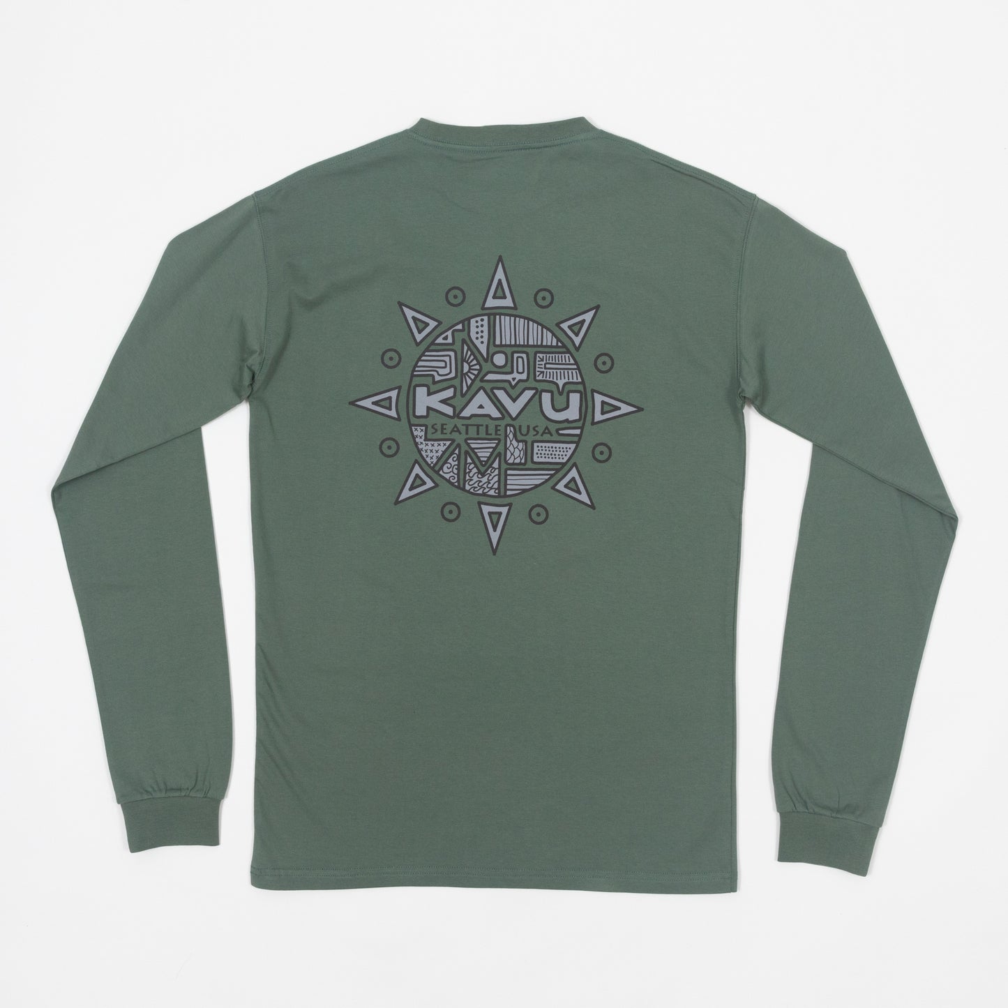 KAVU Compass Long Sleeve Graphic T-Shirt in GREEN