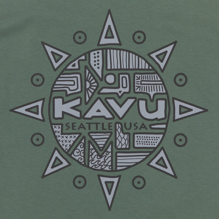 KAVU Compass Long Sleeve Graphic T-Shirt in GREEN
