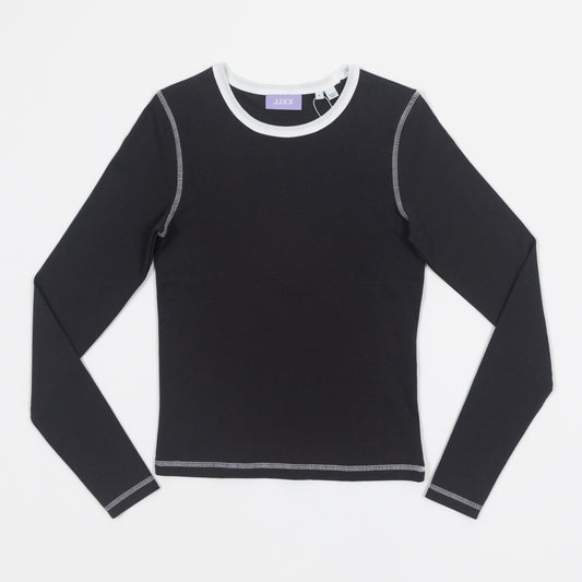 Womens JJXX Contrast Long Sleeve T-Shirt in BLACK