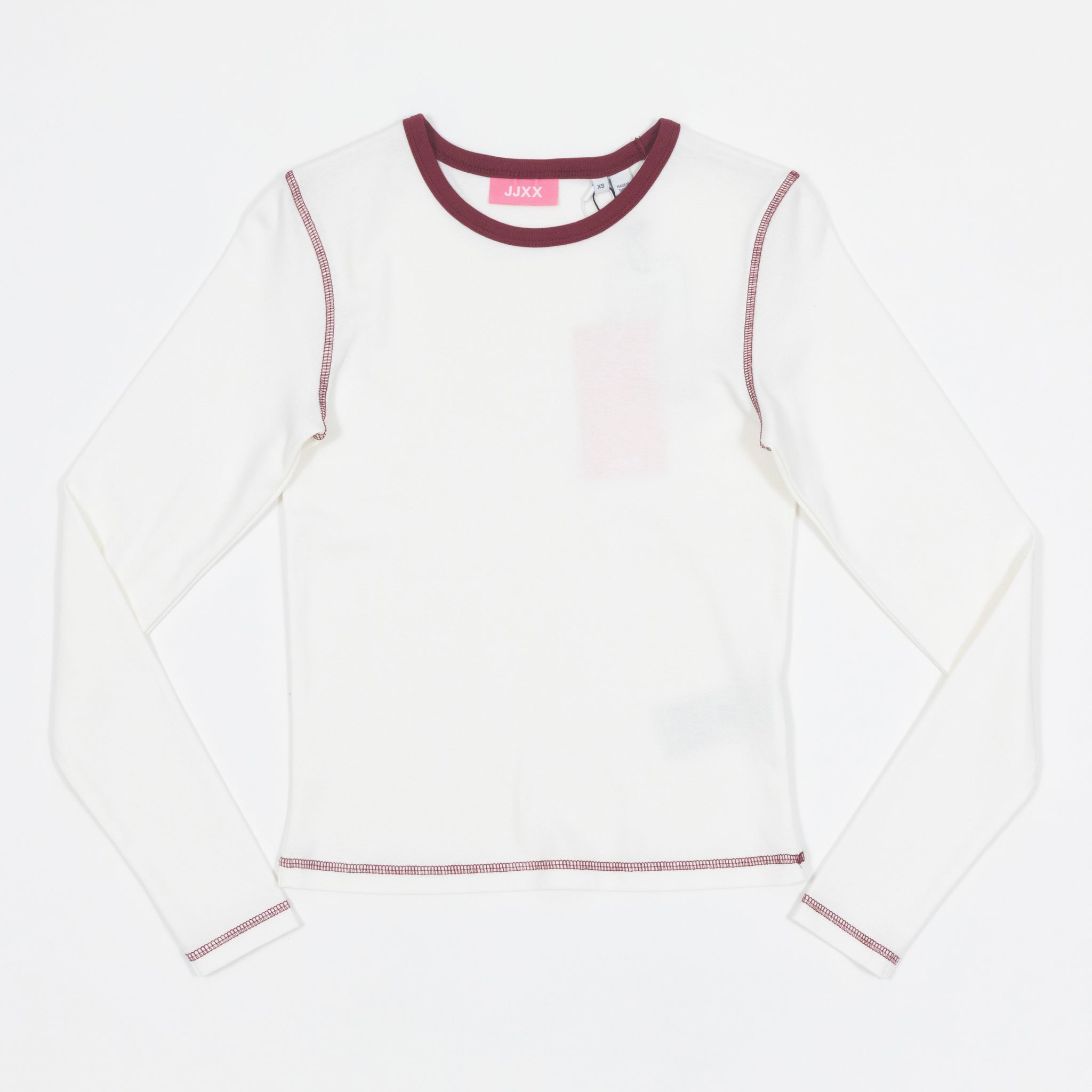 Womens JJXX Contrast Long Sleeve T-Shirt in OFF WHITE