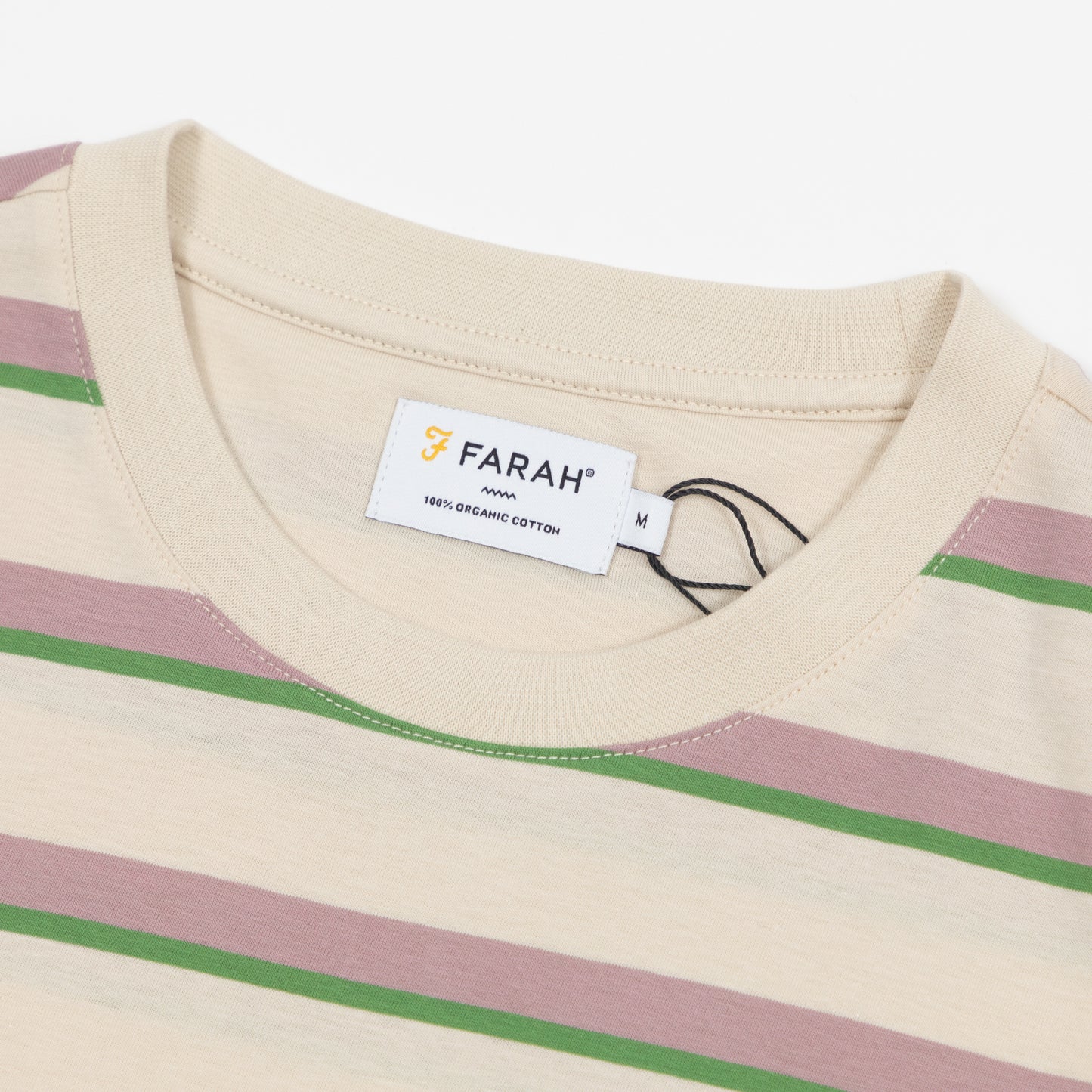 FARAH Coxsone Regular Fit Multi Stripe Short Sleeve T-Shirt in CREAM