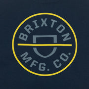 BRIXTON Crest II Short Sleeve T-Shirt in NAVY & YELLOW