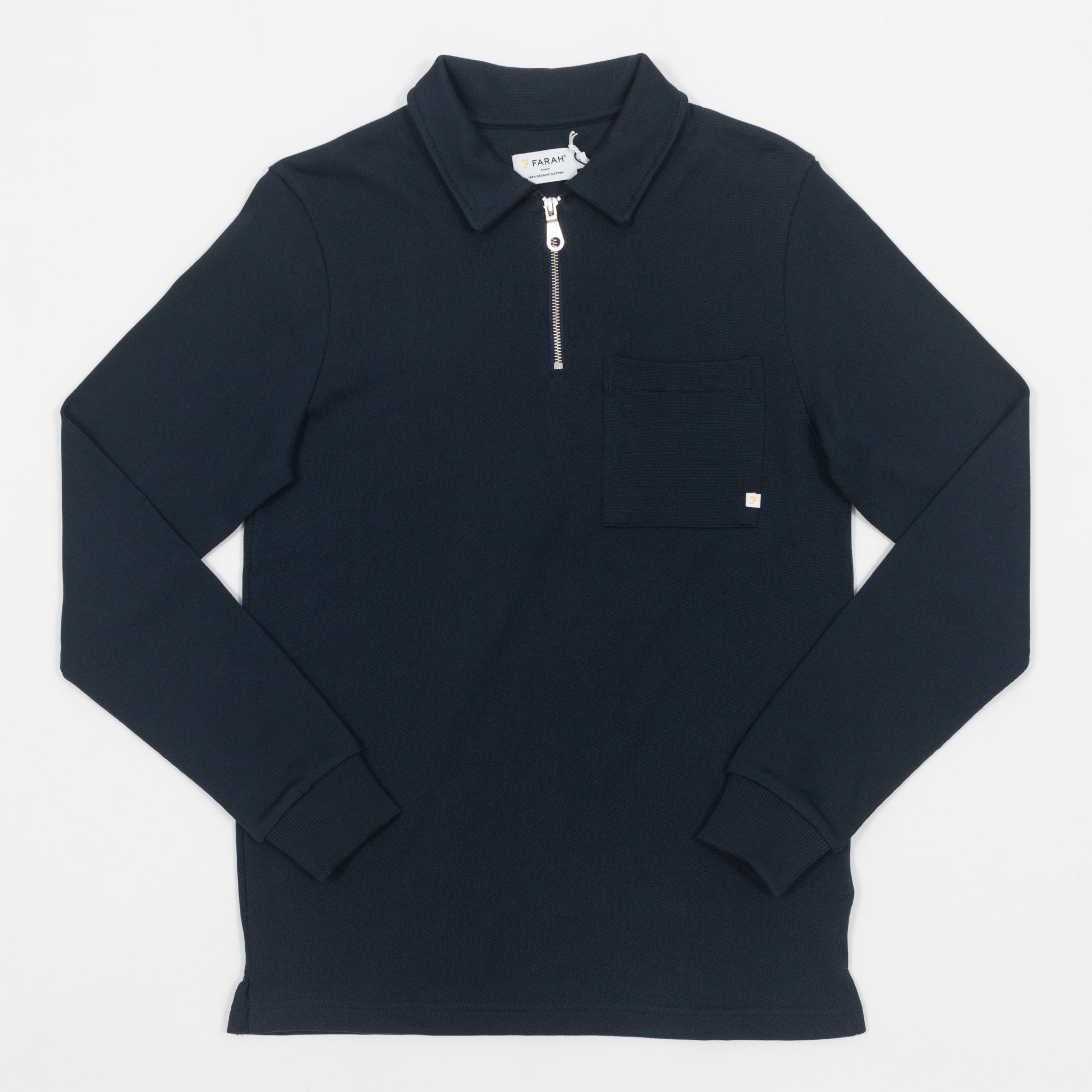 FARAH Creston Rugby Quarter Zip in NAVY