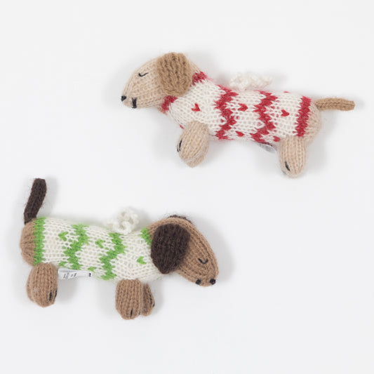 Crochet Dachshund in Sweater Christmas Ornament