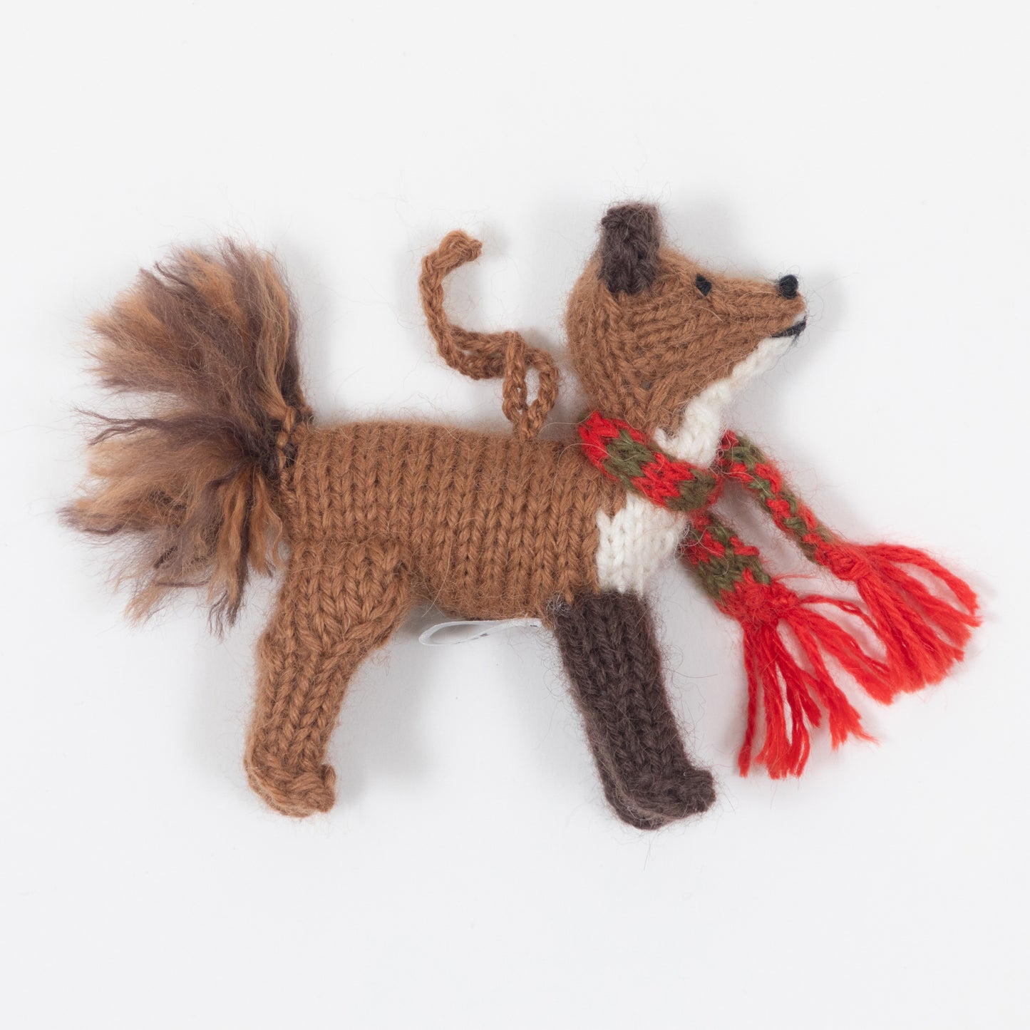 Crochet Fox in a Scarf Christmas Ornament