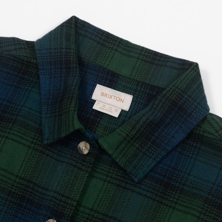 Womens BRIXTON Cropped Bowery Flannel Shirt in GREEN & BLUE