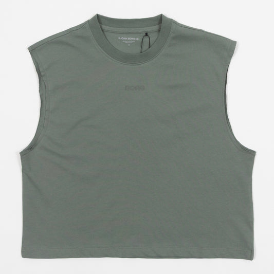 Womens BJORN BORG Cropped Tank Top in AGAVE GREEN