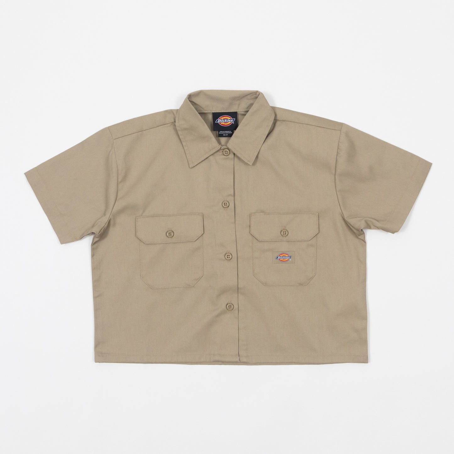 Womens DICKIES Cropped Work Shirt in KHAKI