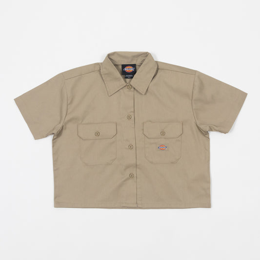 Womens DICKIES Cropped Work Shirt in KHAKI