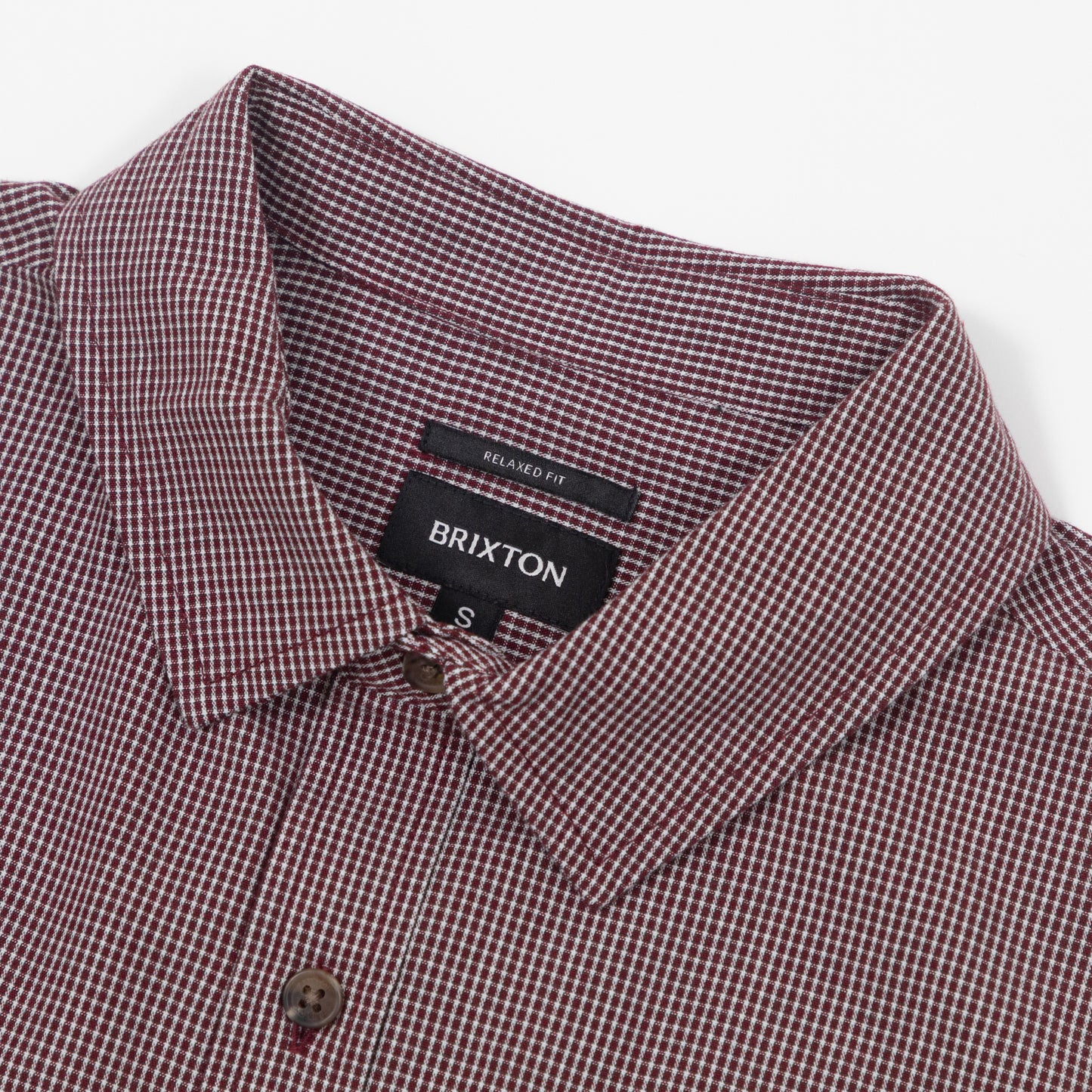 BRIXTON Cru Micro Plaid Short Sleeve Shirt in CORDOVAN RED