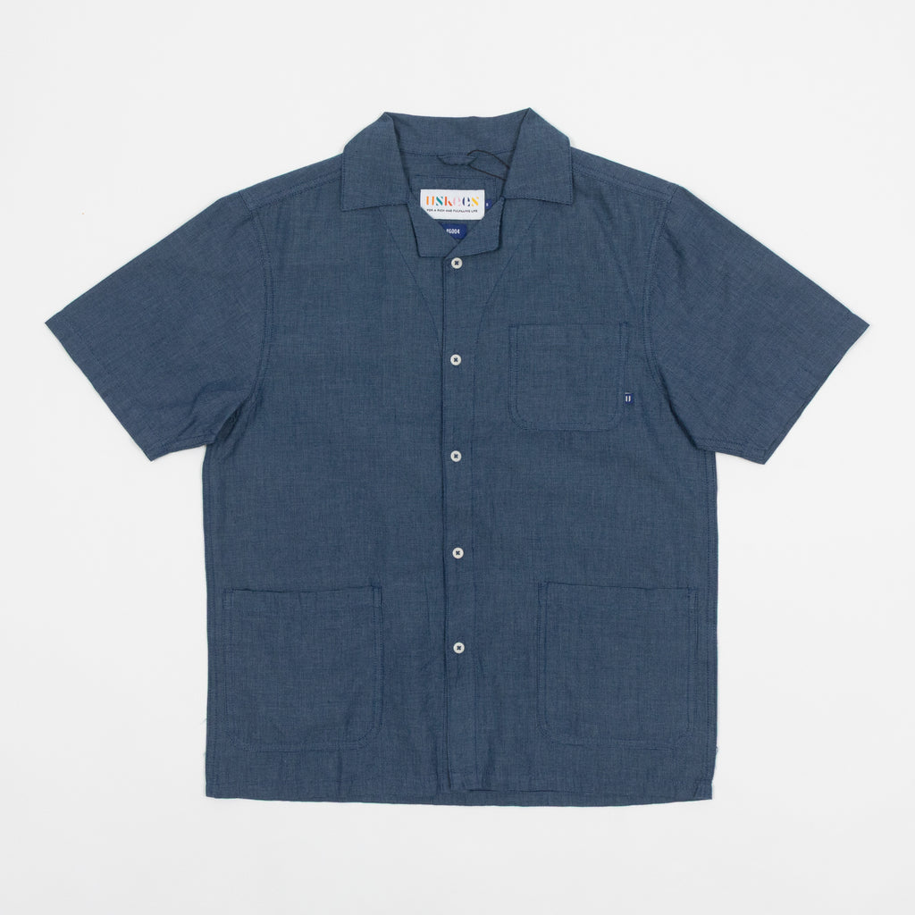 USKEES Cuban Short Sleeve Shirt in BLUE