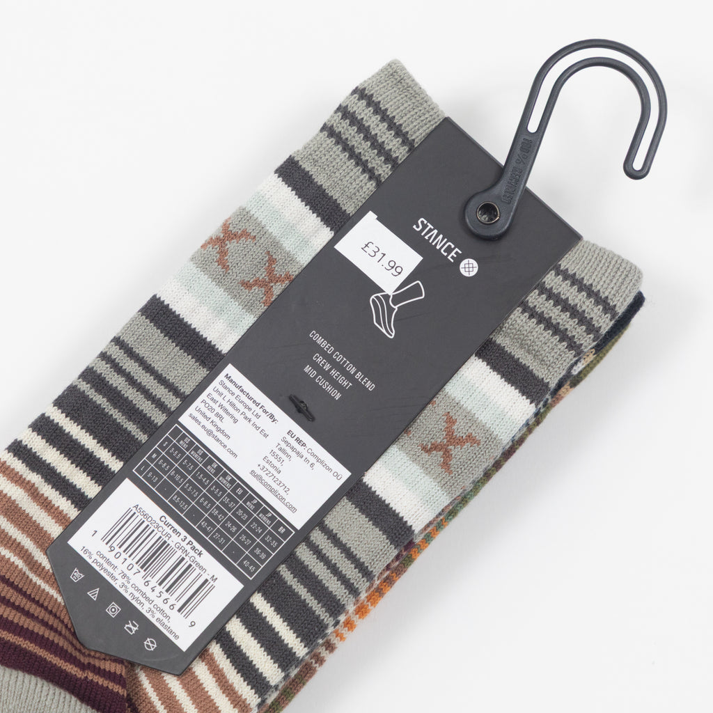 STANCE Curren 3 Pack Socks in GREEN