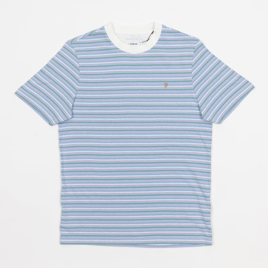 FARAH Danny Stripe T-Shirt in BLUE , GREEN & PINK