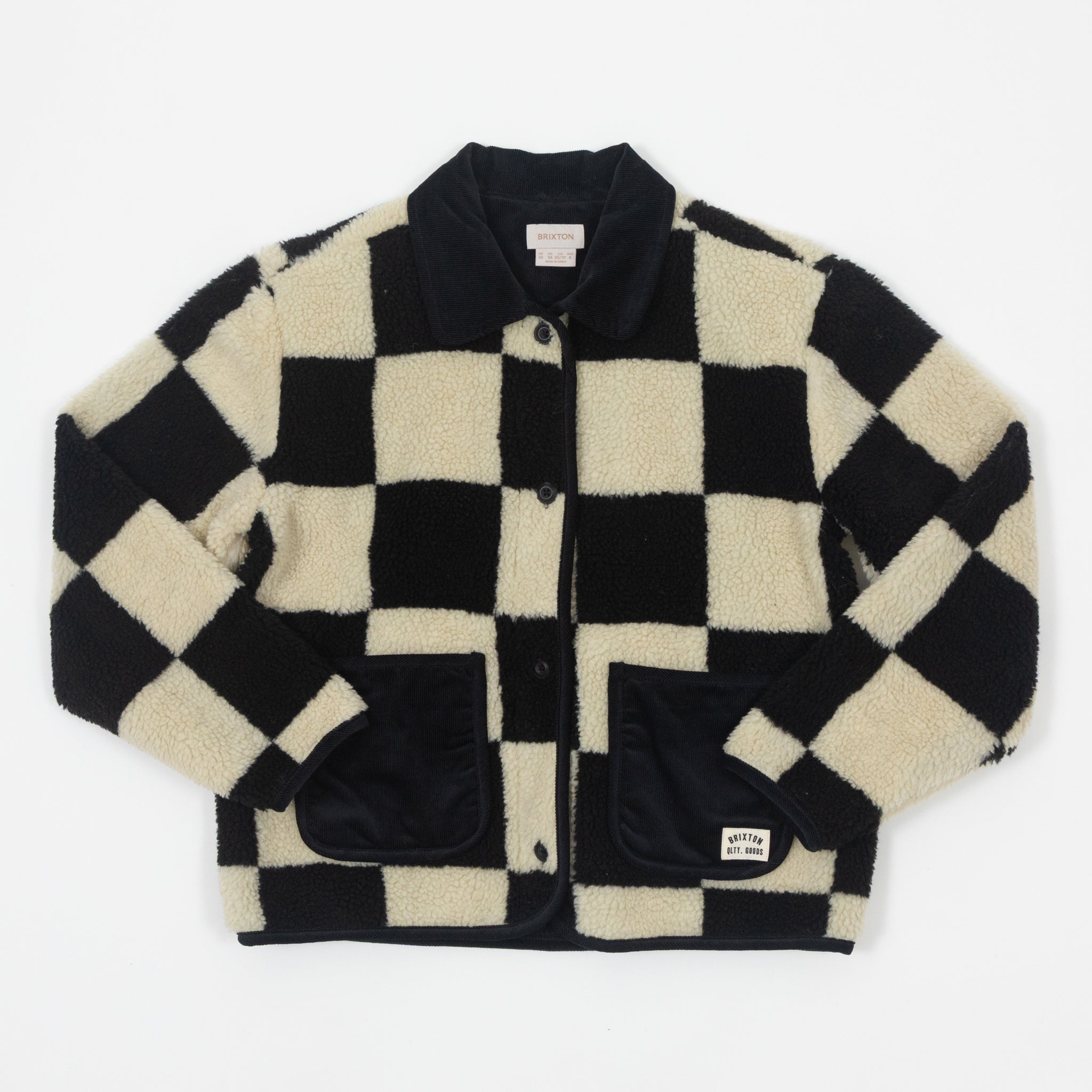 Womens BRIXTON Delilah Sherpa Jacket in BLACK & WHITE