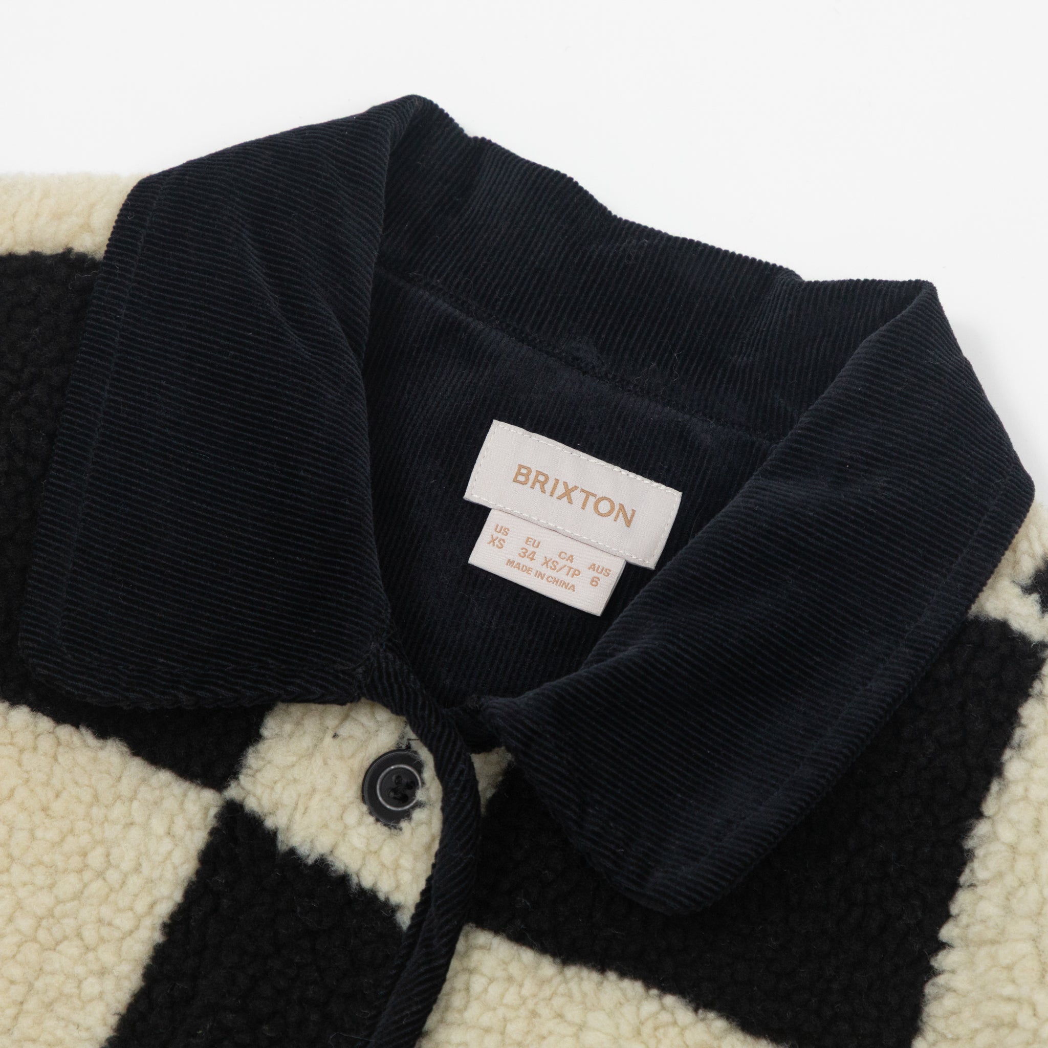 Womens BRIXTON Delilah Sherpa Jacket in BLACK & WHITE