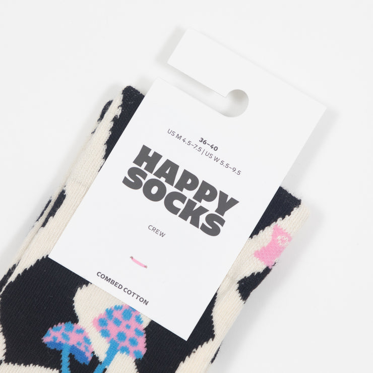 HAPPY SOCKS Distorted Check Sock in CREAM, BLACK & PINK