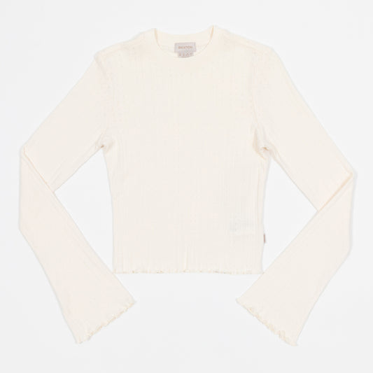 Womens BRIXTON Dolly Long Sleeve Knit T-Shirt in OFF WHITE