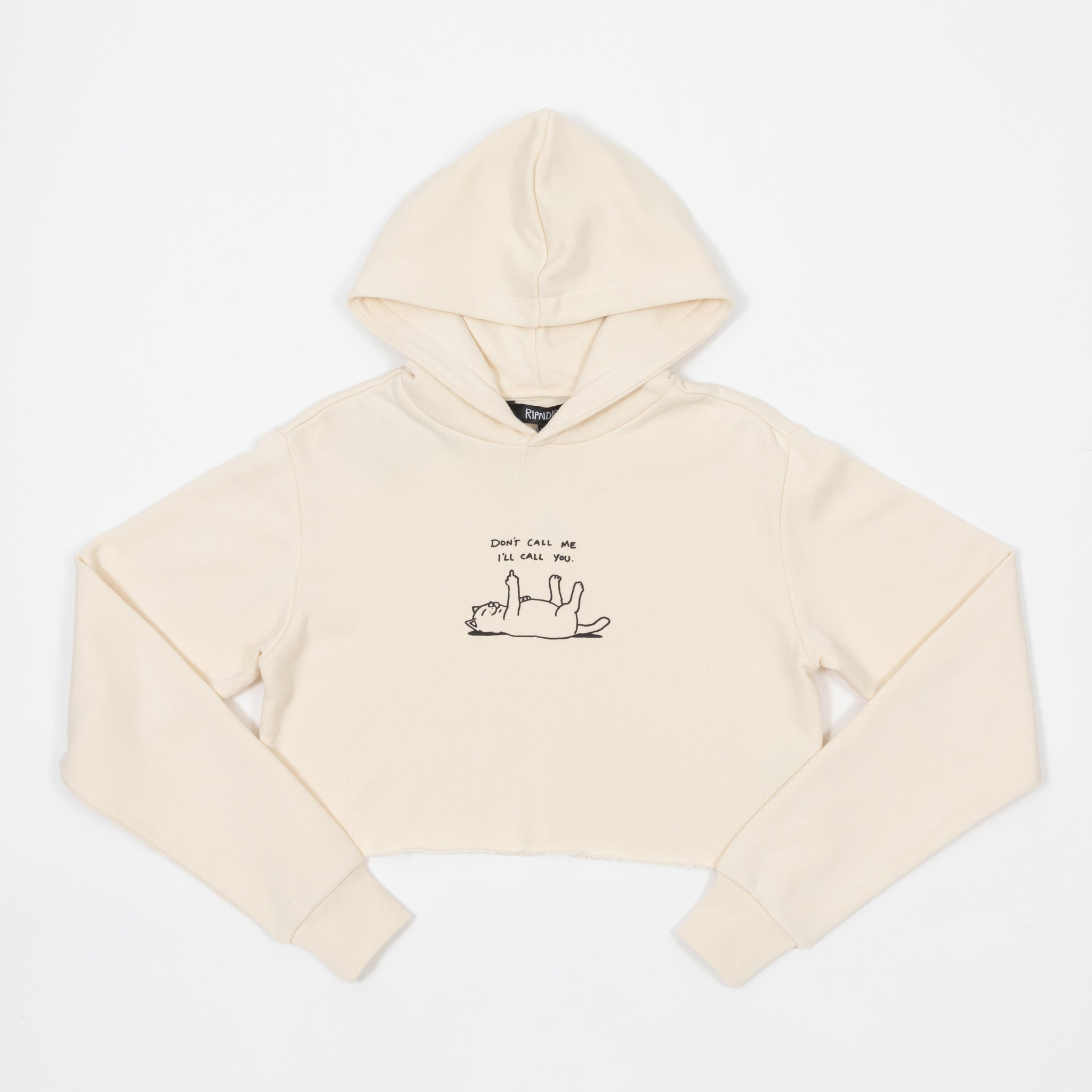 Women's RIPNDIP Don't Call Me Cropped Hoodie in CREAM